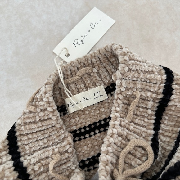 New Rylee + Cru Black and Tan Chenille Striped Bloomers 2-3Y - Picture 2 of 3
